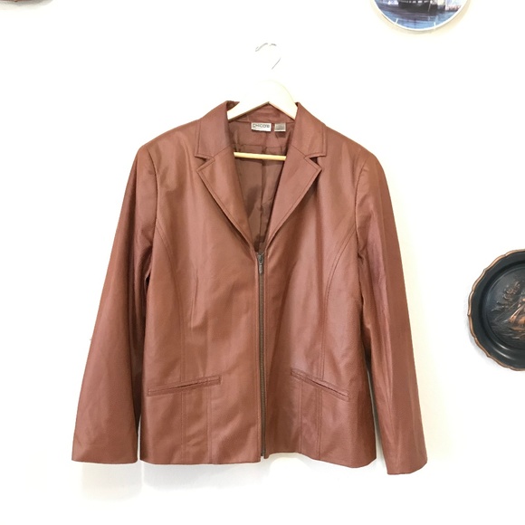Chico's Faux Suede Cognac Jacket - Picture 1 of 5